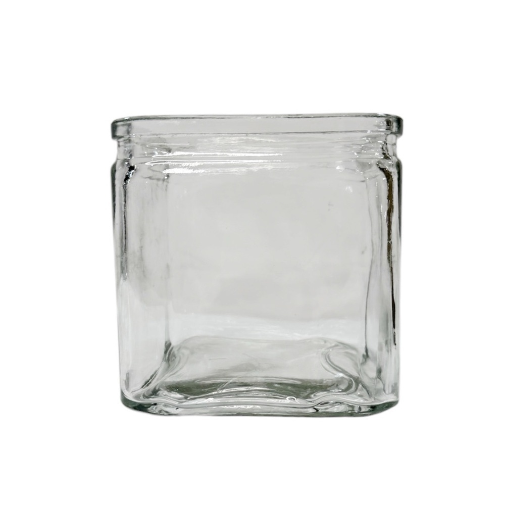 4.5” Square Smooth Glass Flower Vase Clear